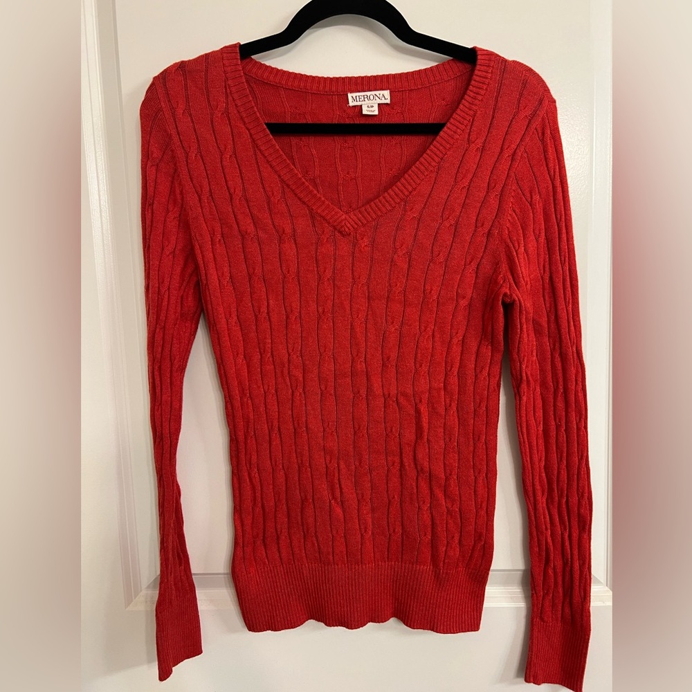 Pumpkin Spice Orange Cableknit Sweater S